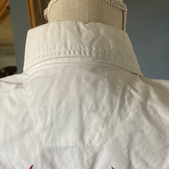 Harley-Davidson White Denim Vest with Red and Black Graphic - Picture 8 of 10